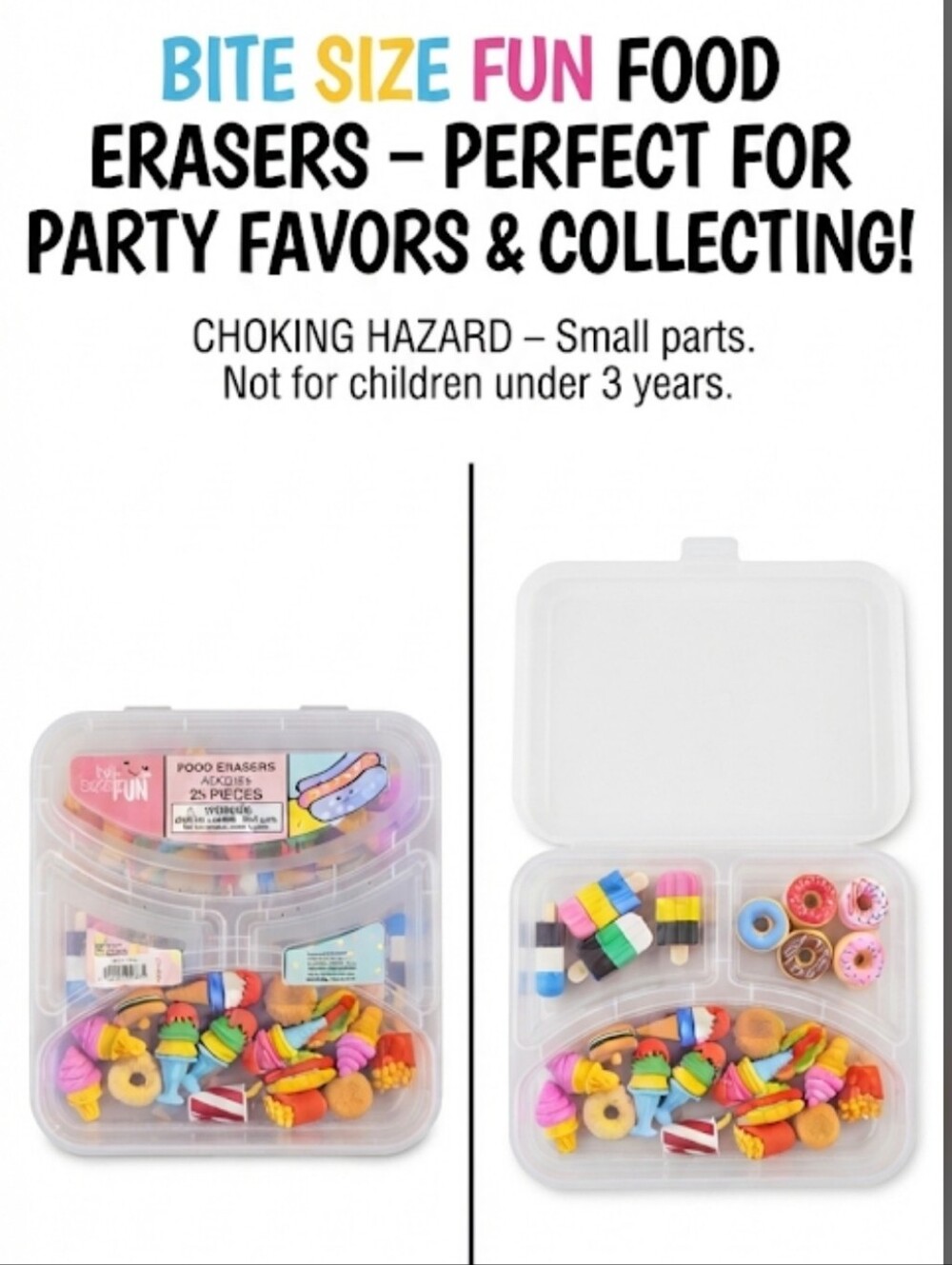 Fun Food Eraser Kit - Colorful Assorted Kids Accessories